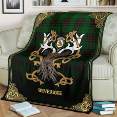 Beveridge Tartan Crest Premium Blanket - Celtic Stag style