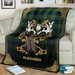 Blackadder Tartan Crest Premium Blanket - Celtic Stag style