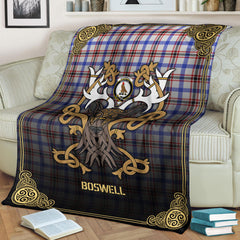 Boswell Modern Tartan Crest Premium Blanket - Celtic Stag style