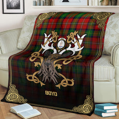 Boyd Modern Tartan Crest Premium Blanket - Celtic Stag style