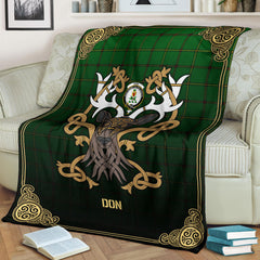 Don Tartan Crest Premium Blanket - Celtic Stag style