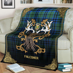 Falconer Tartan Crest Premium Blanket - Celtic Stag style