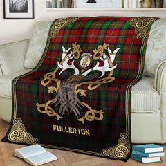 Fullerton Tartan Crest Premium Blanket - Celtic Stag style