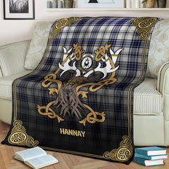 Hannay Modern Tartan Crest Premium Blanket - Celtic Stag style