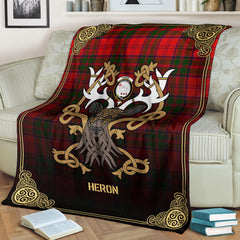 Heron Tartan Crest Premium Blanket - Celtic Stag style