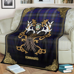 Kinnaird Tartan Crest Premium Blanket - Celtic Stag style