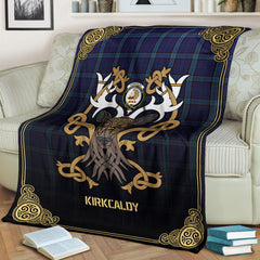 Kirkcaldy Tartan Crest Premium Blanket - Celtic Stag style