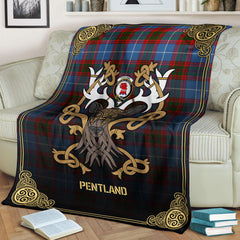 Pentland Tartan Crest Premium Blanket - Celtic Stag style