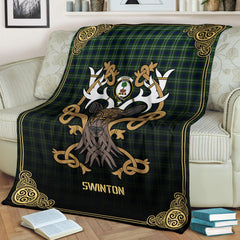 Swinton Tartan Crest Premium Blanket - Celtic Stag style
