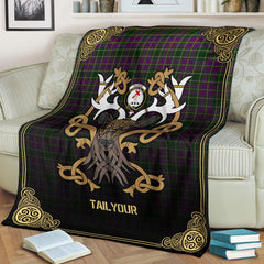 Tailyour Tartan Crest Premium Blanket - Celtic Stag style