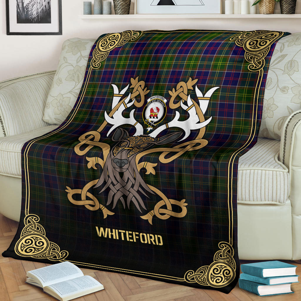Whiteford Tartan Crest Premium Blanket - Celtic Stag style