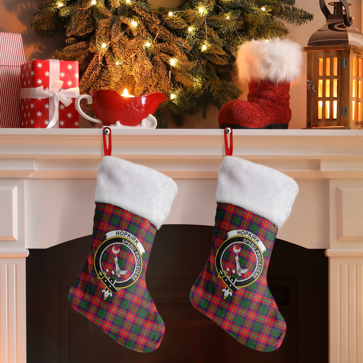 Hopkirk Tartan Crest Christmas Stocking