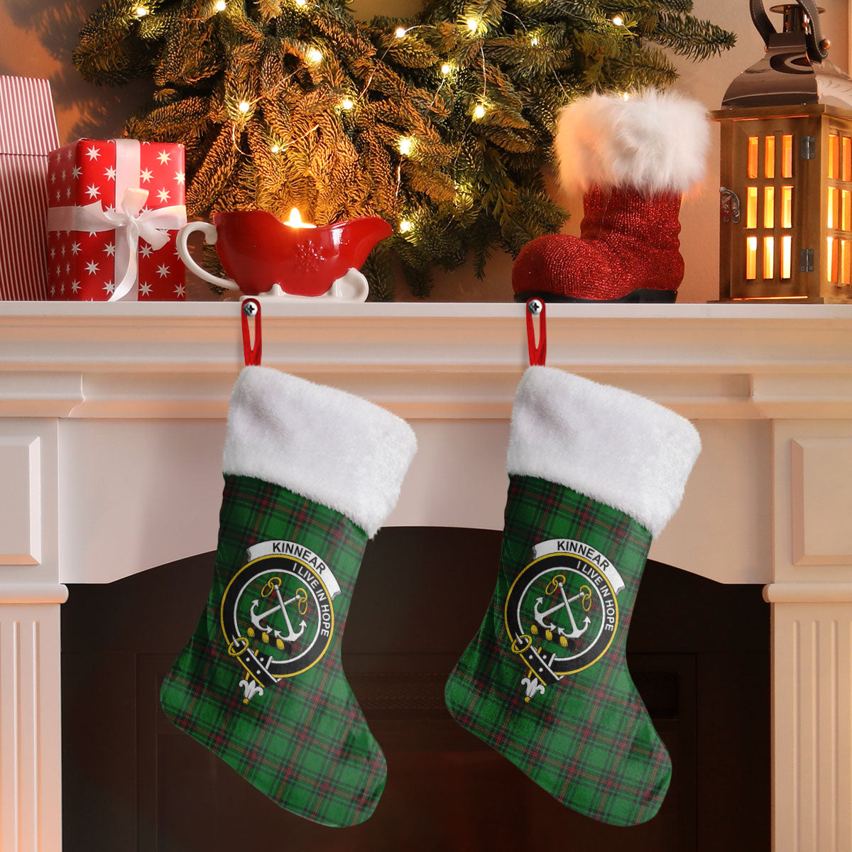 Kinnear Tartan Crest Christmas Stocking