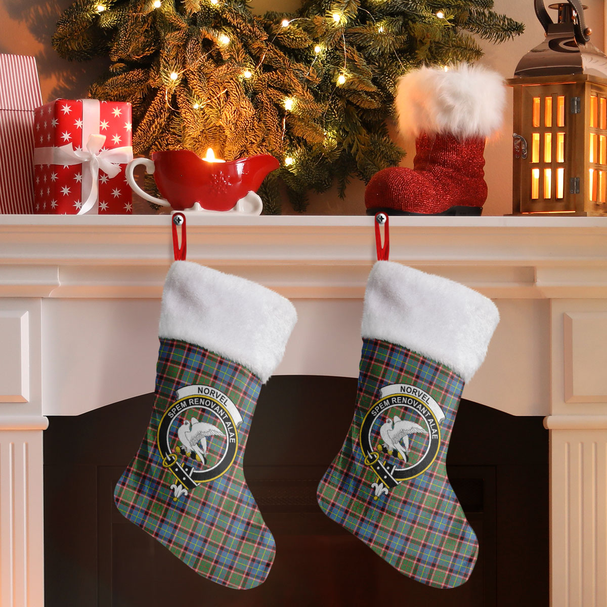 Norvel (or Norvill) Tartan Crest Christmas Stocking