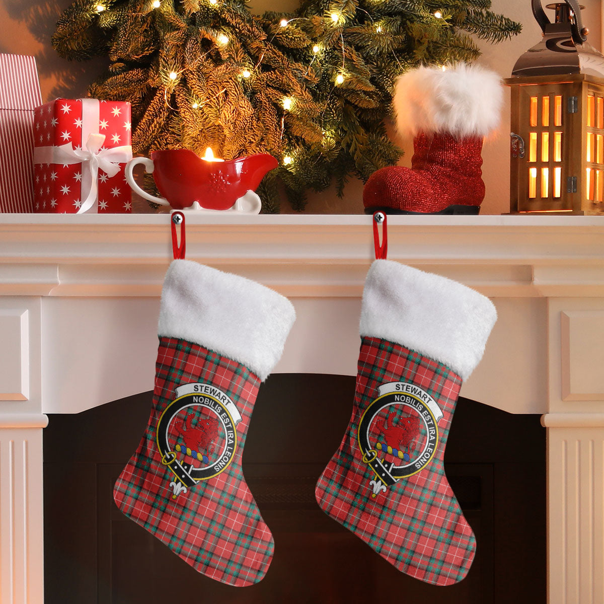 Stewart (Stuart) of Bute Tartan Crest Christmas Stocking