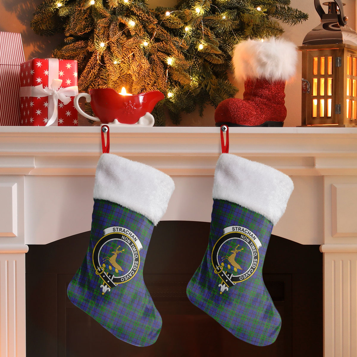 Strachan Tartan Crest Christmas Stocking