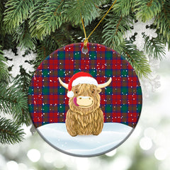 Auchinleck Tartan Christmas Ceramic Ornament - Highland Cows Style