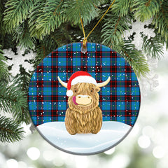 Home Ancient Tartan Christmas Ceramic Ornament - Highland Cows Style