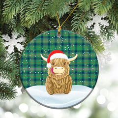 Kennedy Ancient Tartan Christmas Ceramic Ornament - Highland Cows Style