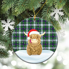 MacKenzie Dress Modern Tartan Christmas Ceramic Ornament - Highland Cows Style