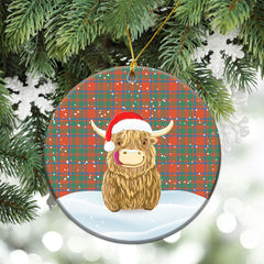 MacKintosh Ancient Tartan Christmas Ceramic Ornament - Highland Cows Style