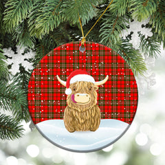 Scott Modern Tartan Christmas Ceramic Ornament - Highland Cows Style