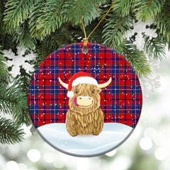 Wishart Dress Tartan Christmas Ceramic Ornament - Highland Cows Style