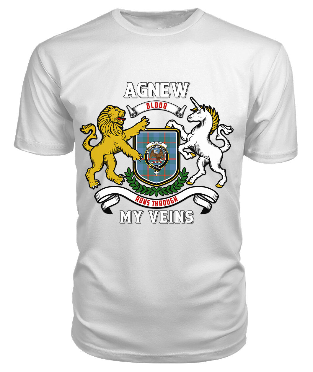 Agnew Ancient Tartan Crest 2D T-shirt - Blood Runs Through My Veins Style