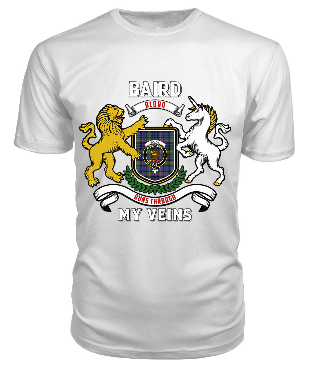 Baird Modern Tartan Crest 2D T-shirt - Blood Runs Through My Veins Style