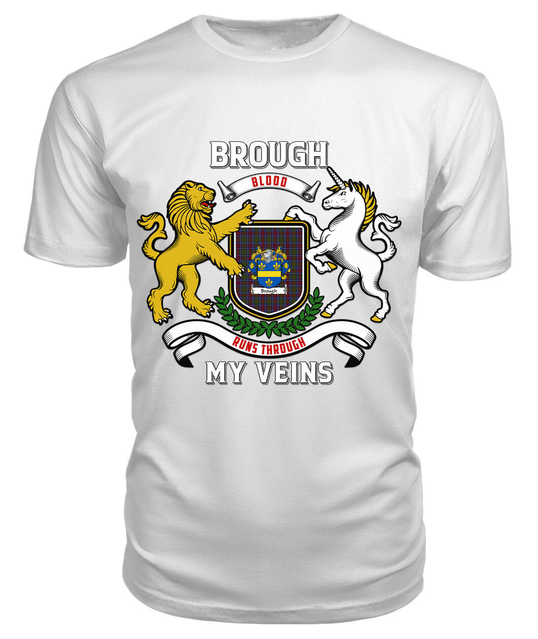 Brough Tartan Crest 2D T-shirt - Blood Runs Through My Veins Style
