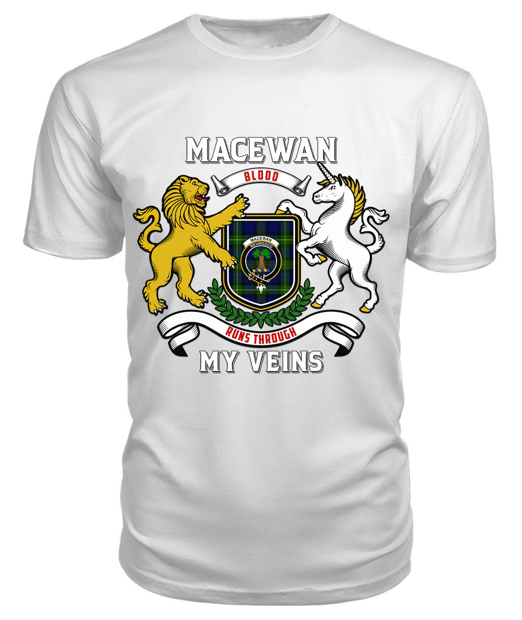 MacEwan Modern Tartan Crest 2D T-shirt - Blood Runs Through My Veins Style