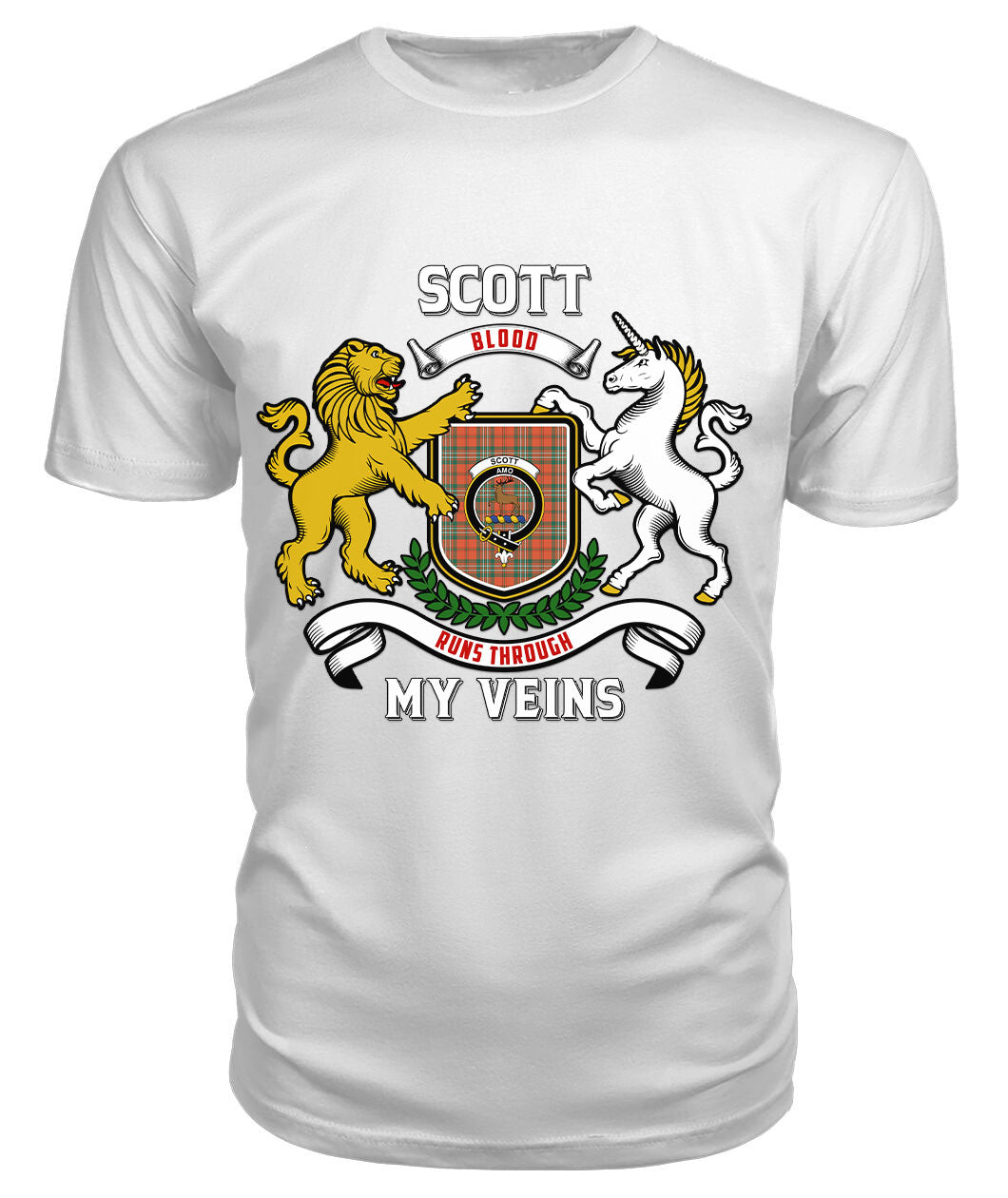 Scott Ancient Tartan Crest 2D T-shirt - Blood Runs Through My Veins Style