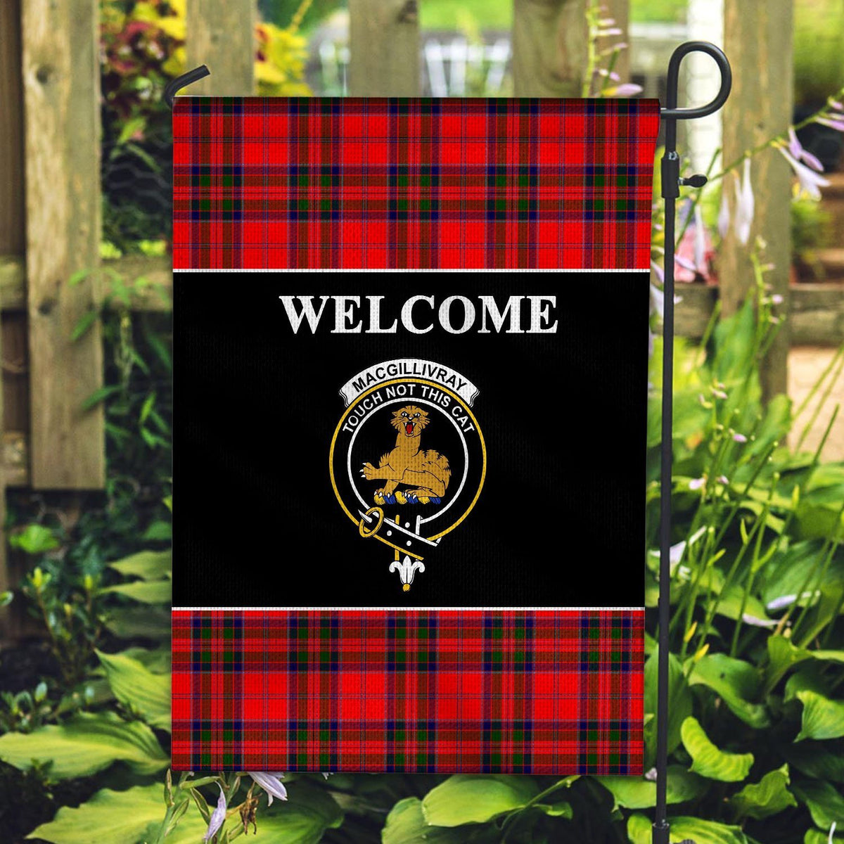 MacGillivray Tartan Crest Black Garden Flag