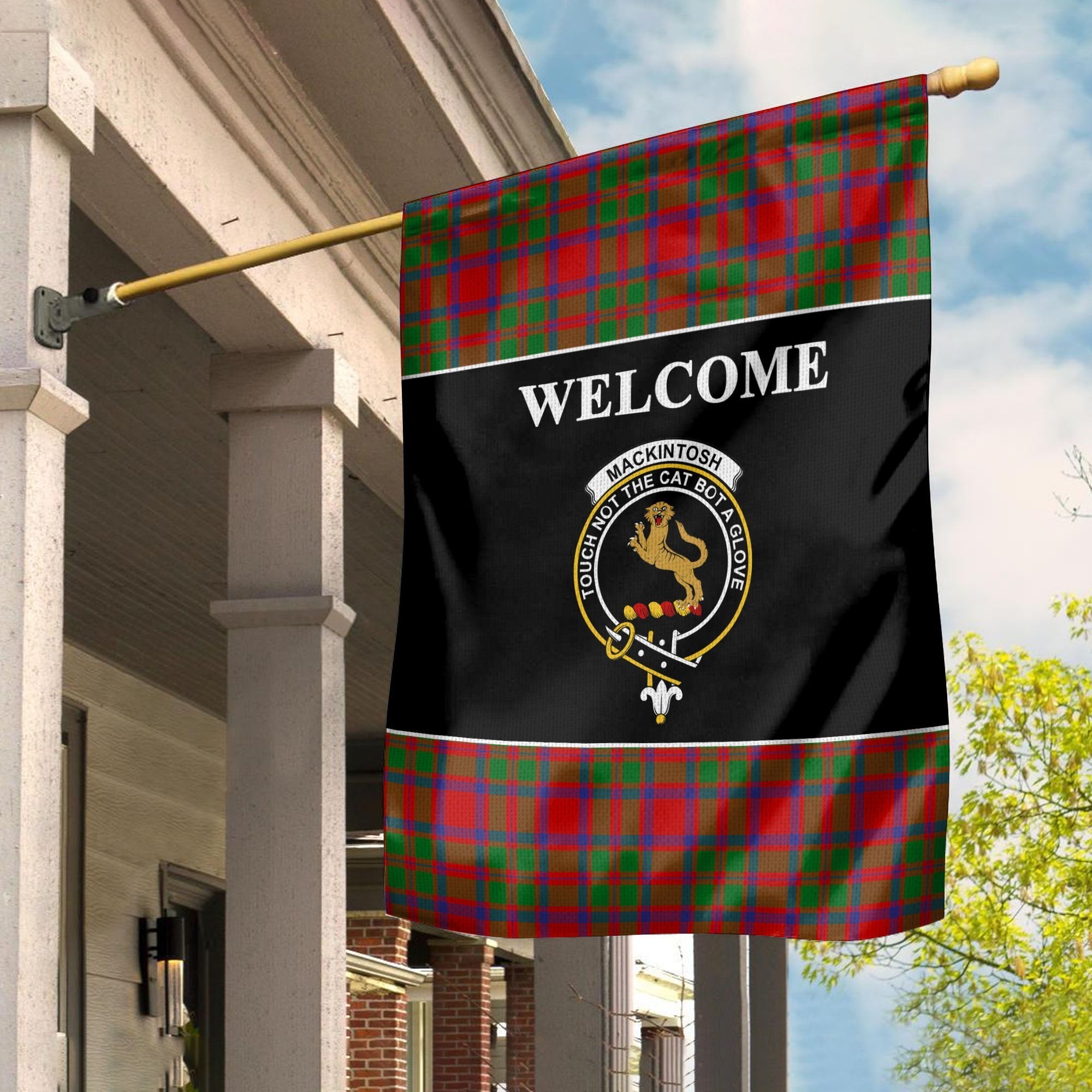 MacKintosh Tartan Crest Black Garden Flag