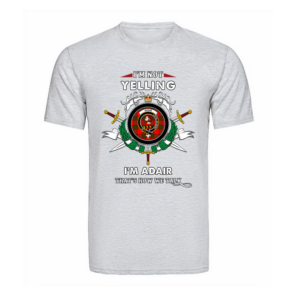 Adair Tartan Crest T-shirt - I'm not yelling style