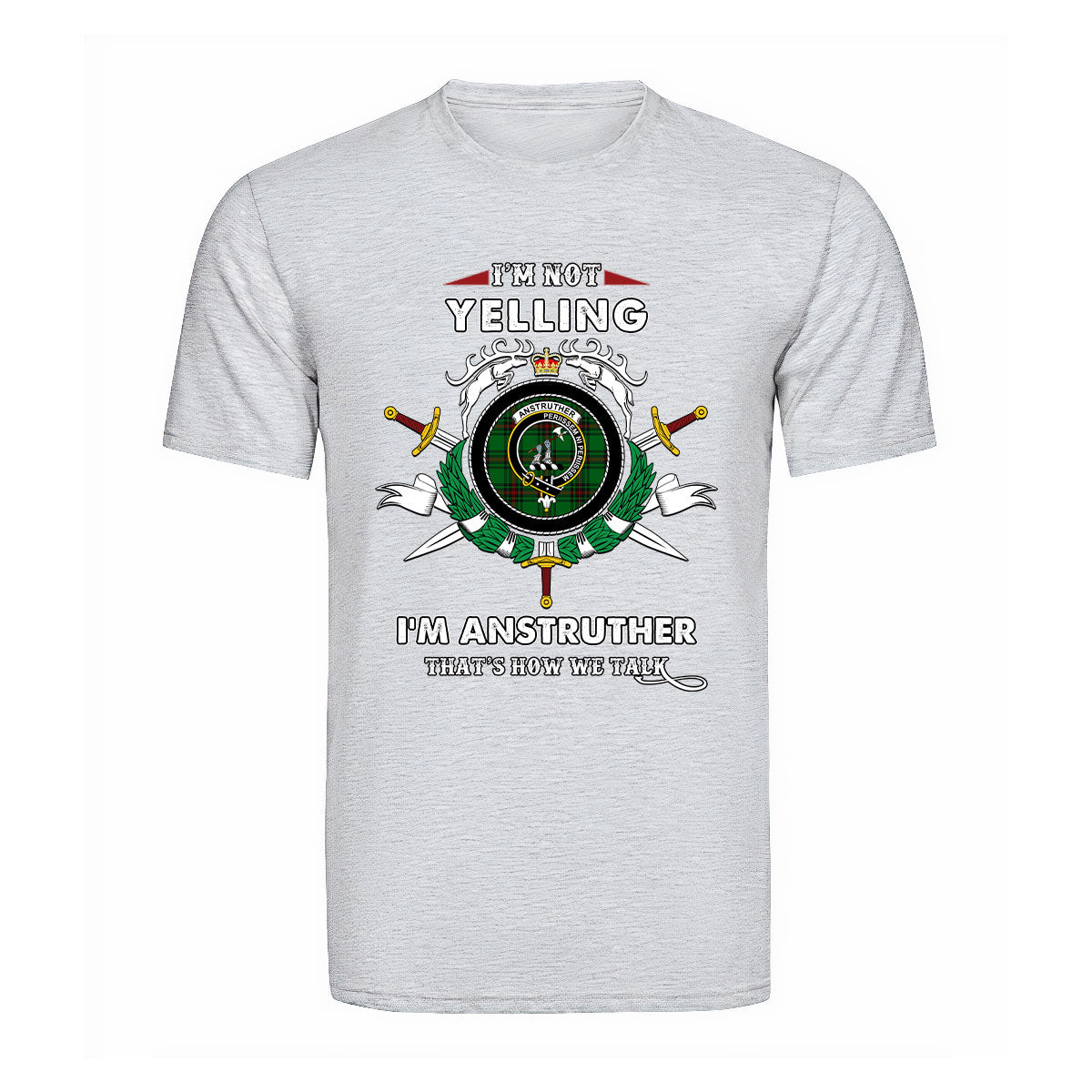 Anstruther Tartan Crest T-shirt - I'm not yelling style
