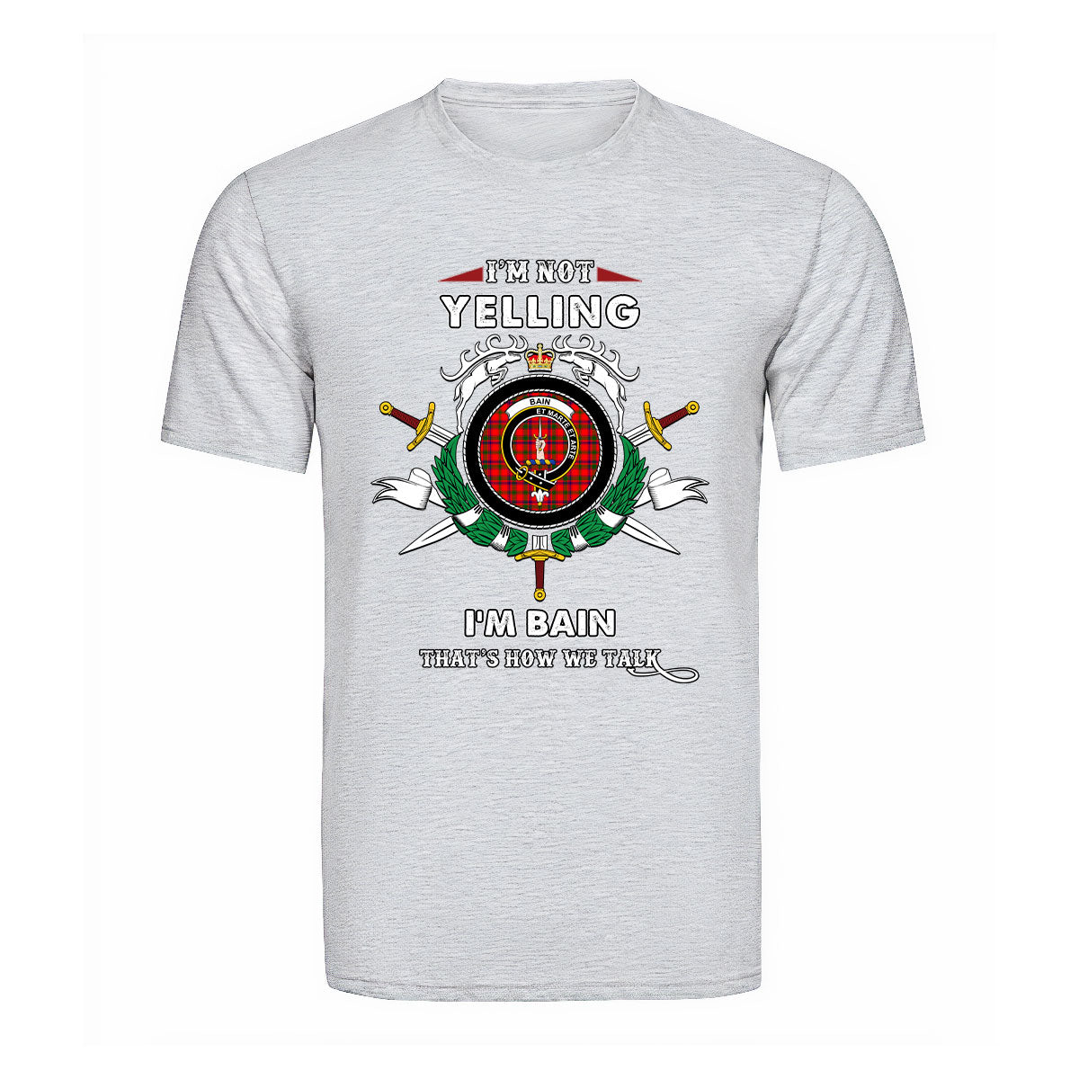 Bain Tartan Crest T-shirt - I'm not yelling style