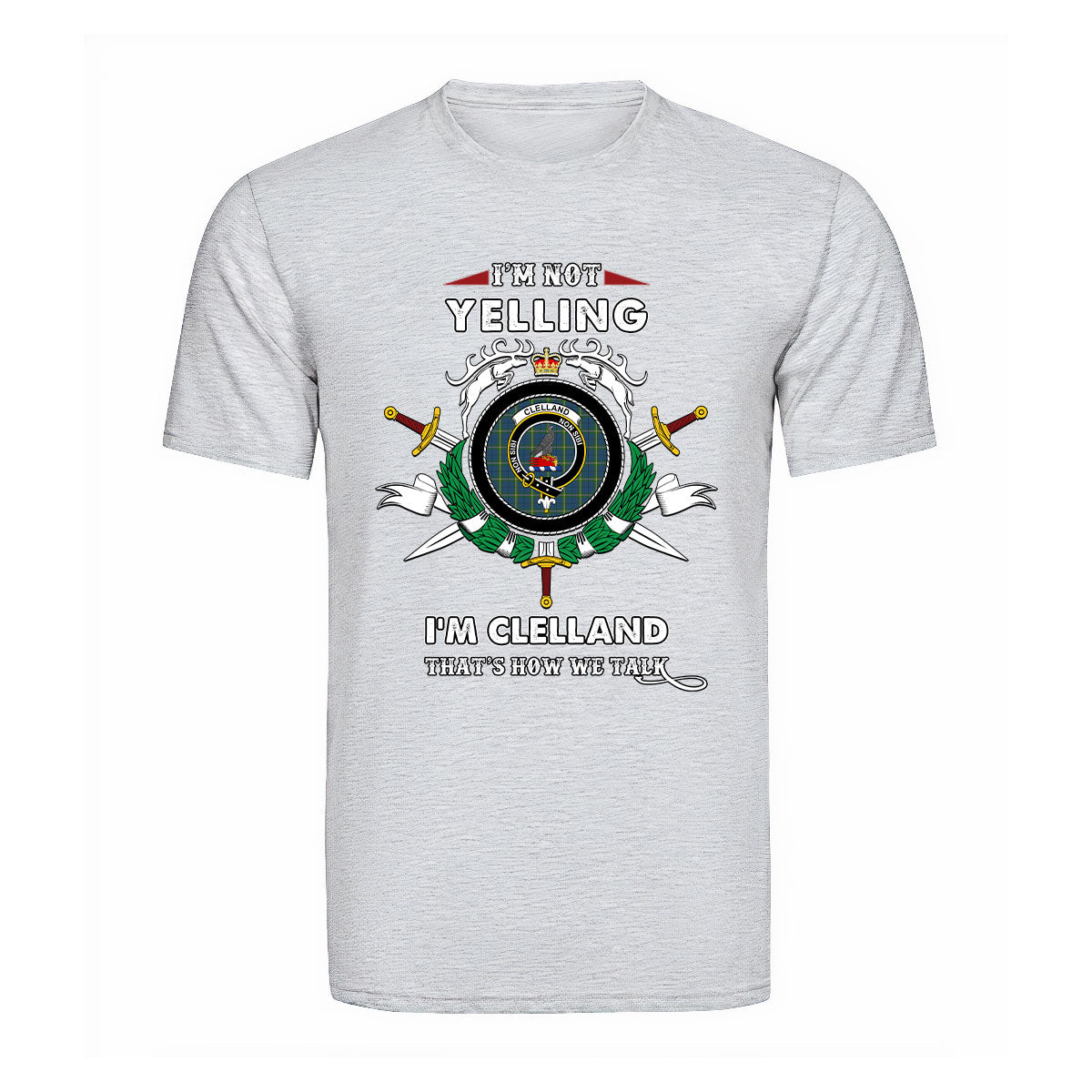 Clelland Tartan Crest T-shirt - I'm not yelling style