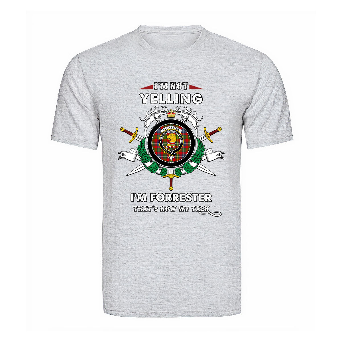 Forrester Tartan Crest T-shirt - I'm not yelling style