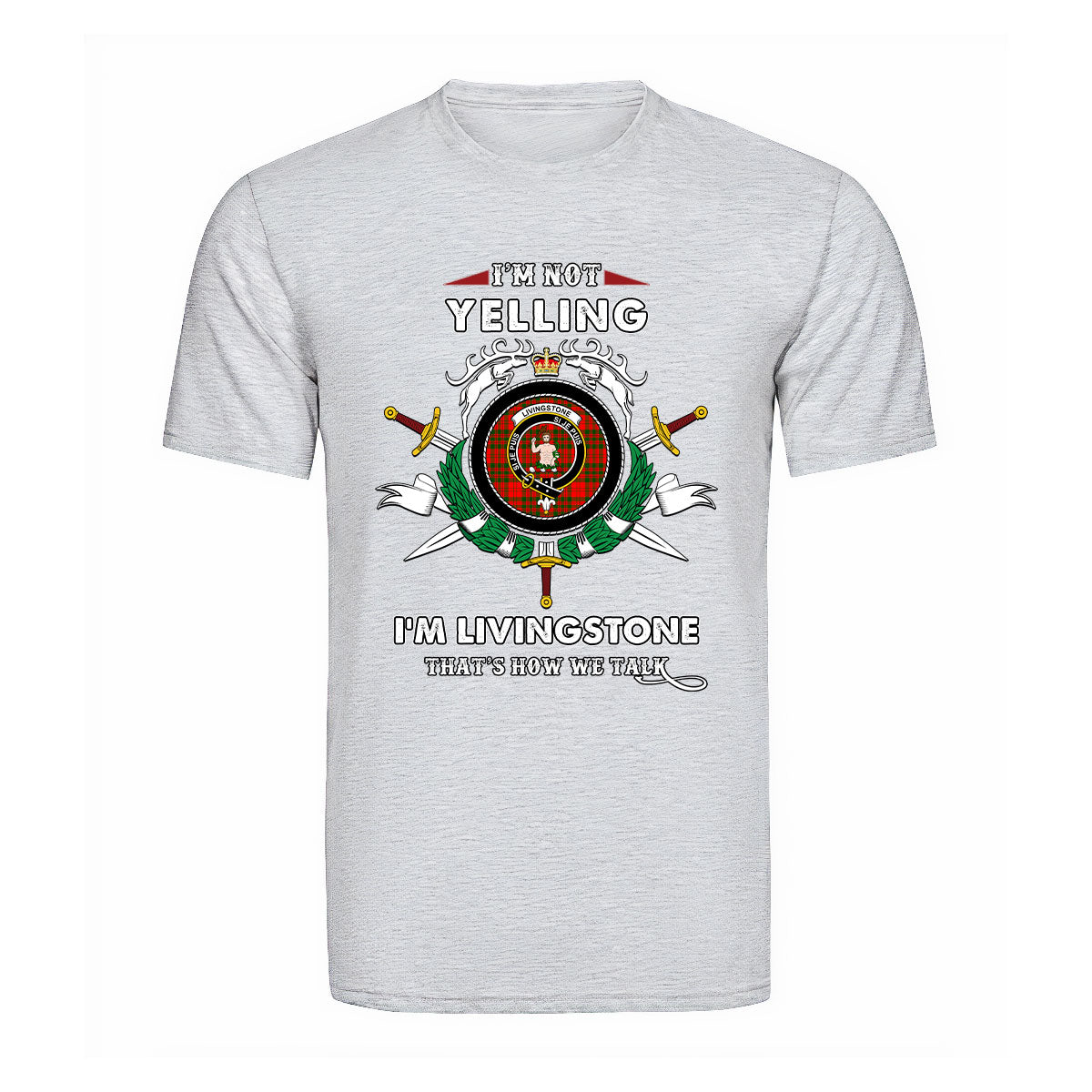 Livingstone Tartan Crest T-shirt - I'm not yelling style