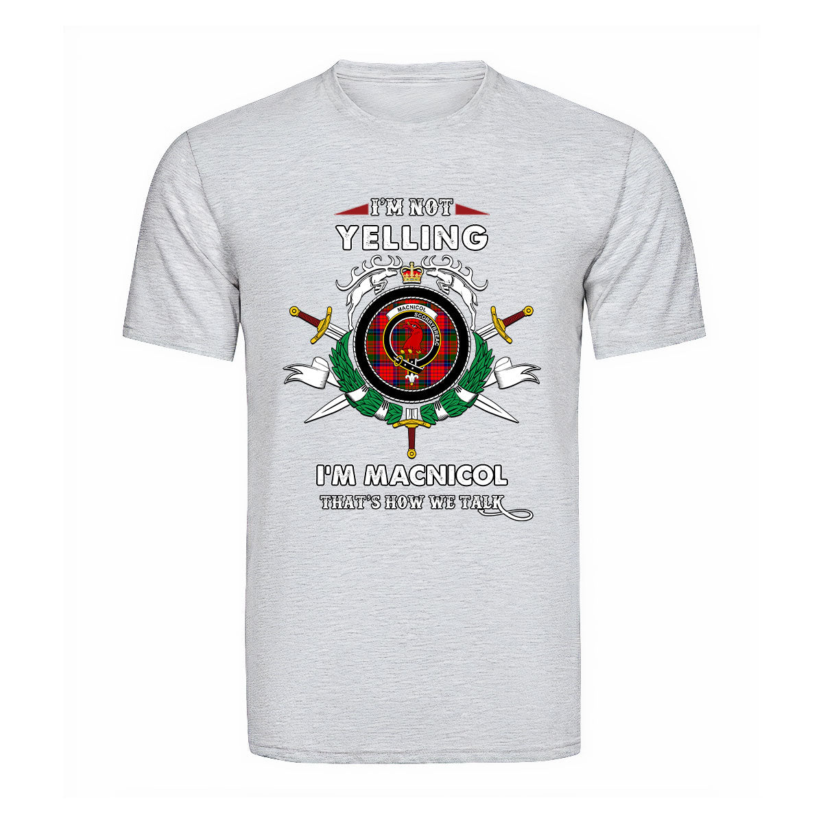 MacNicol Tartan Crest T-shirt - I'm not yelling style