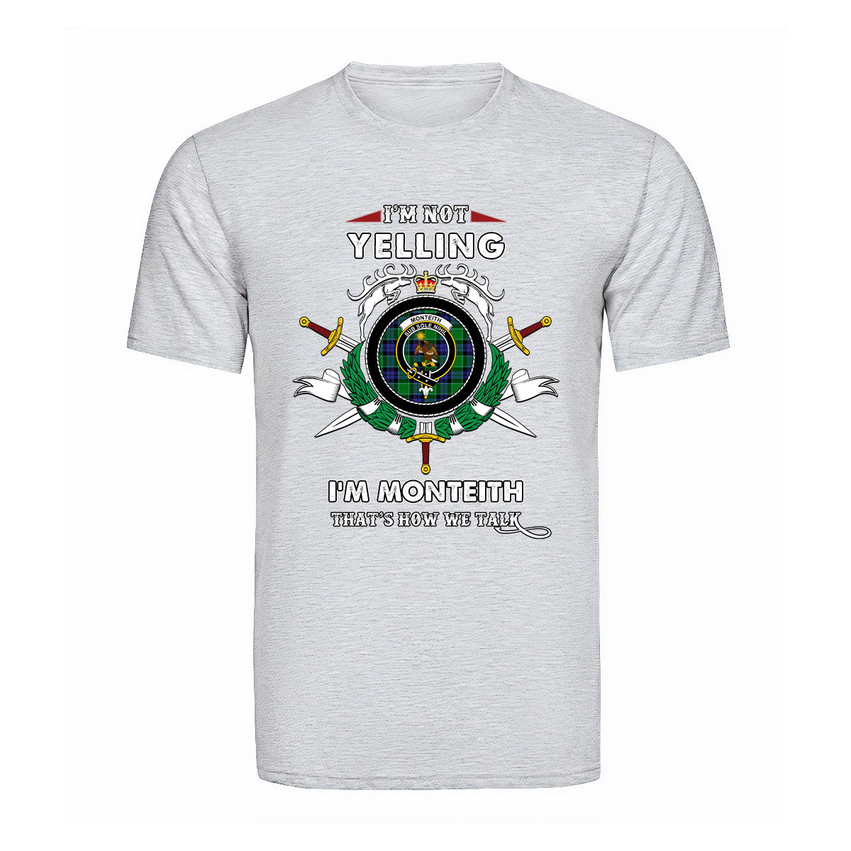 Monteith Tartan Crest T-shirt - I'm not yelling style
