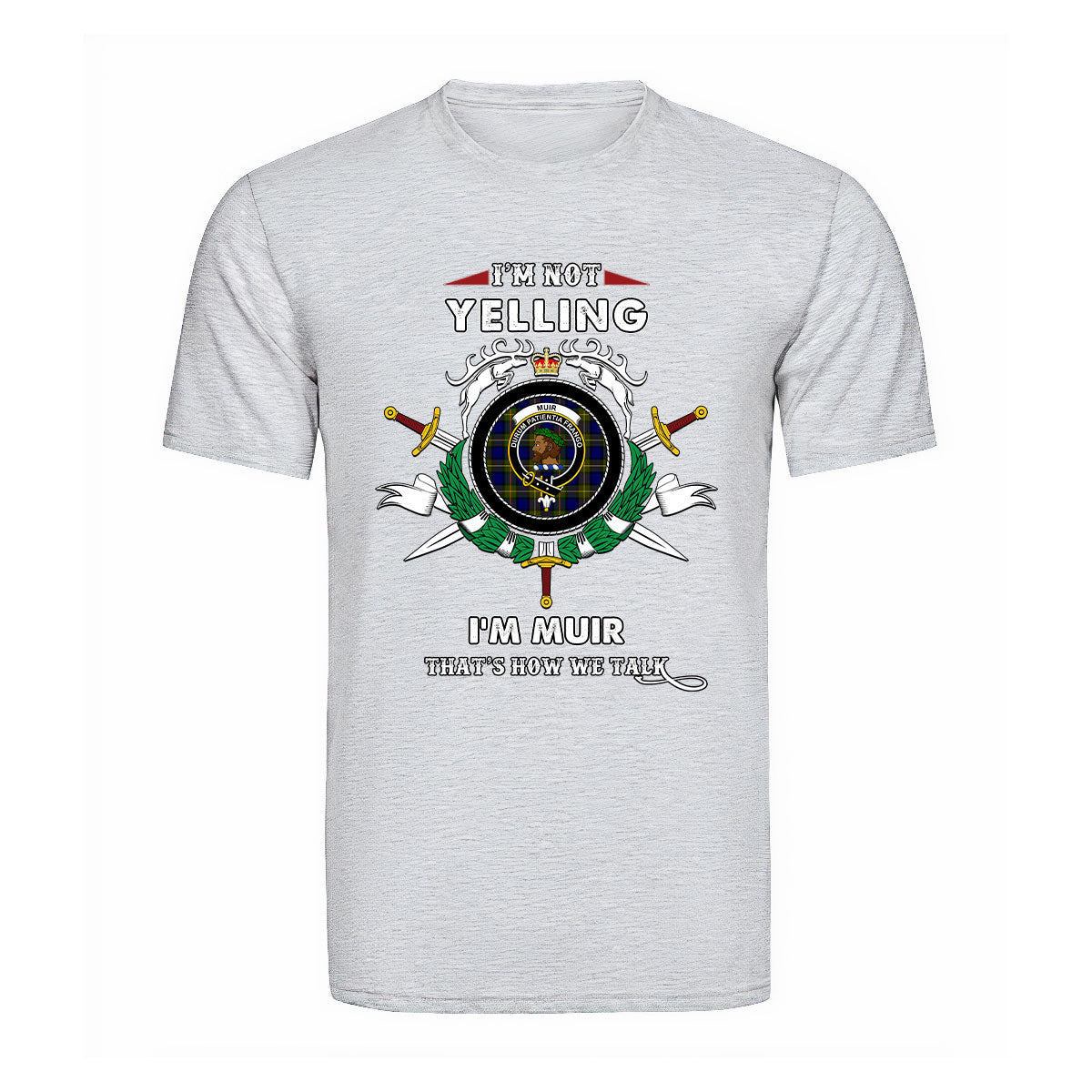 Muir Tartan Crest T-shirt - I'm not yelling style