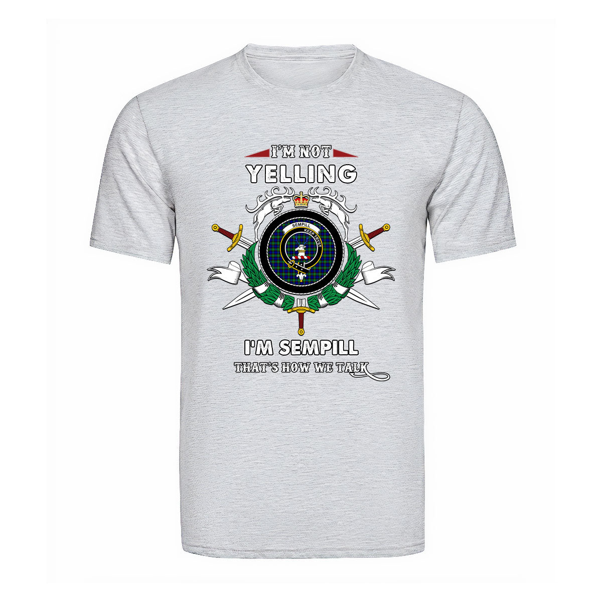 Sempill Tartan Crest T-shirt - I'm not yelling style