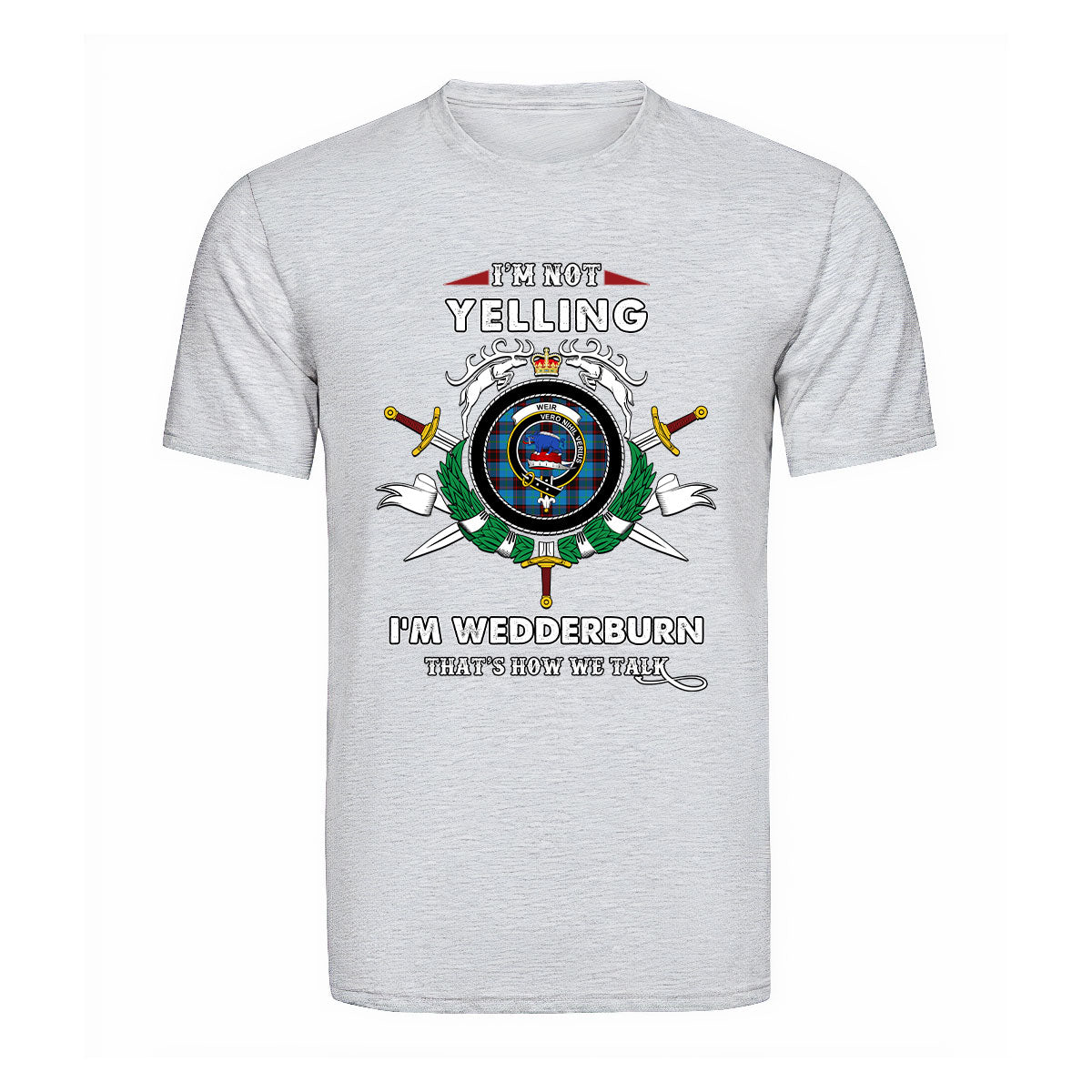 Wedderburn Tartan Crest T-shirt - I'm not yelling style