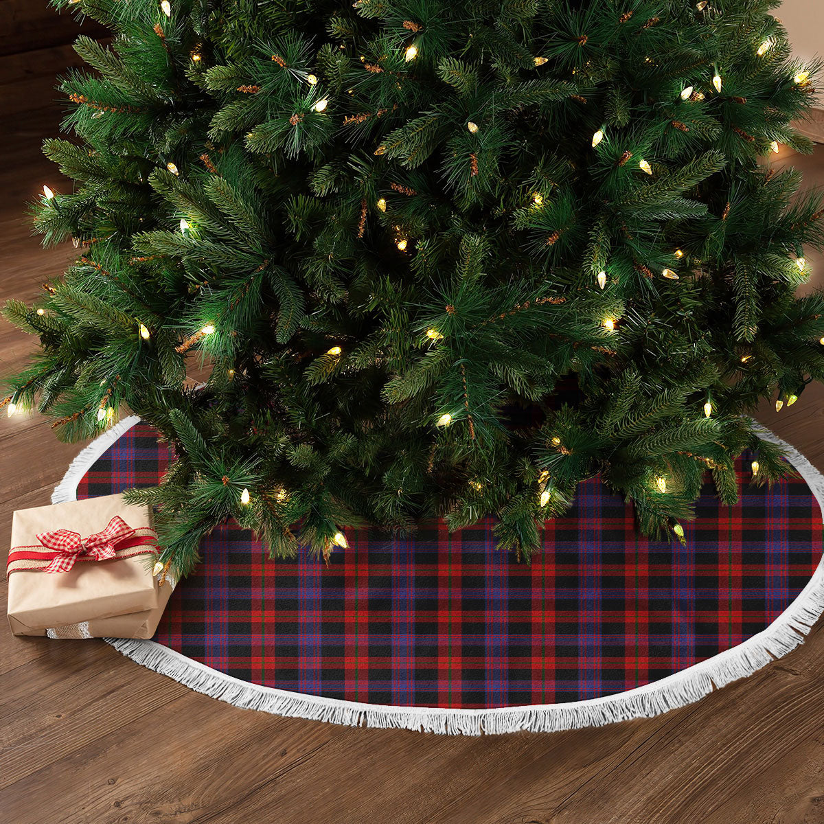 Broun Modern Tartan Christmas Tree Skirt