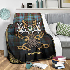 Anderson Ancient Tartan Crest Premium Blanket - Celtic Stag style