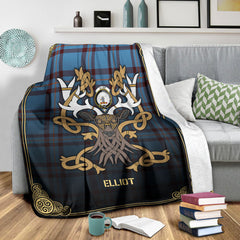 Elliot Ancient Tartan Crest Premium Blanket - Celtic Stag style