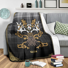 Glen Tartan Crest Premium Blanket - Celtic Stag style