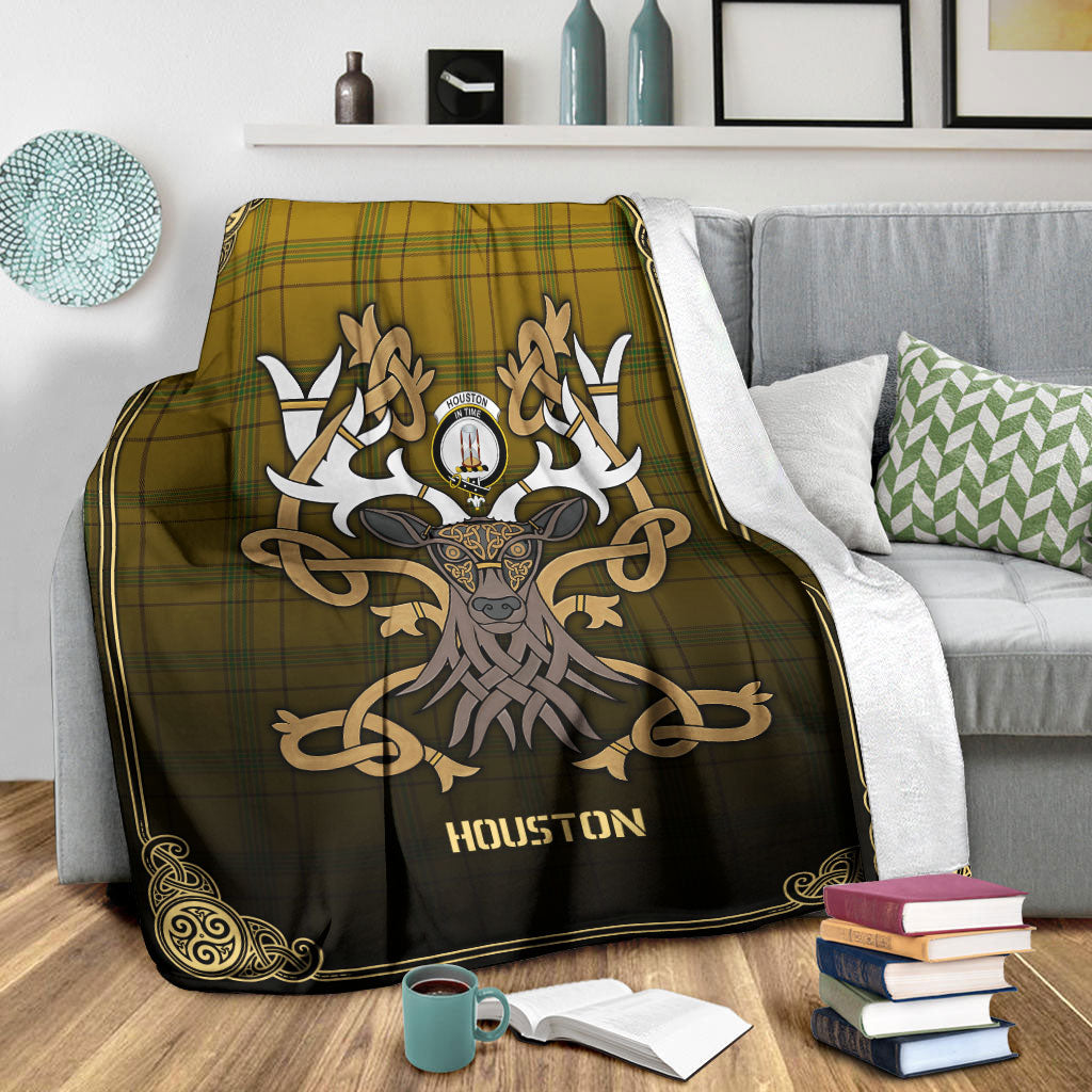 Houston Tartan Crest Premium Blanket - Celtic Stag style